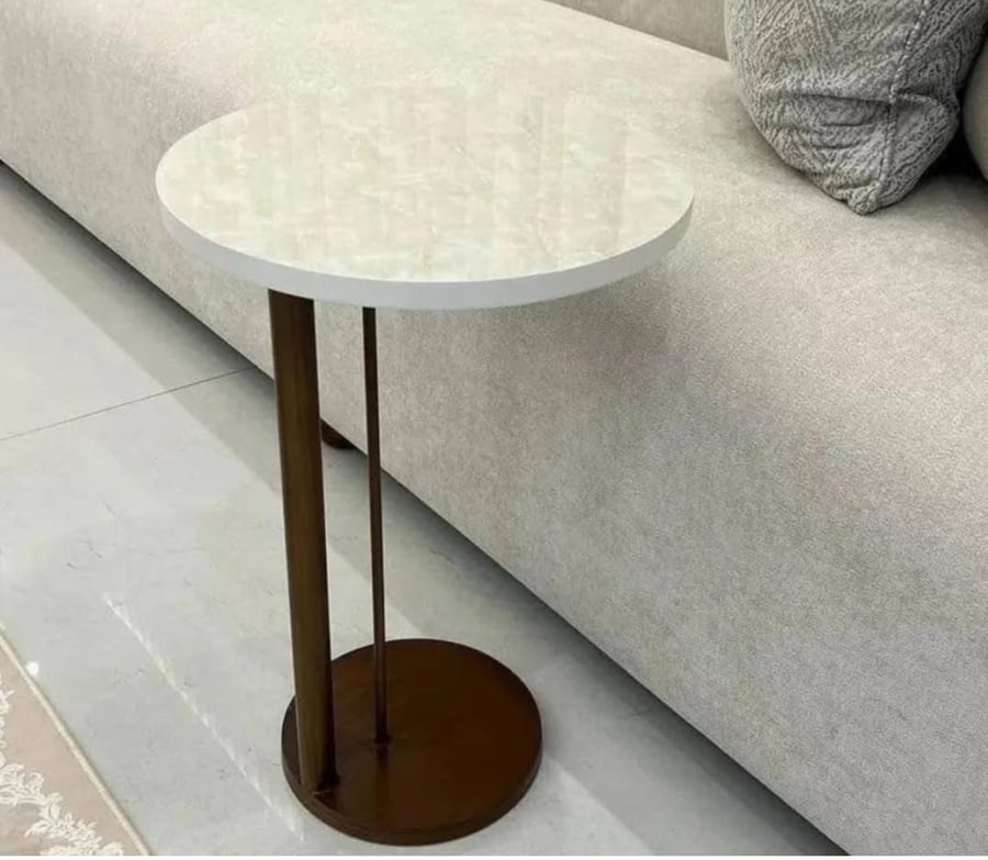 Wooden coffee table with marble-like surface and 4 legs