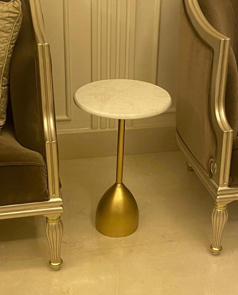 Side table with natural marble, exclusive design