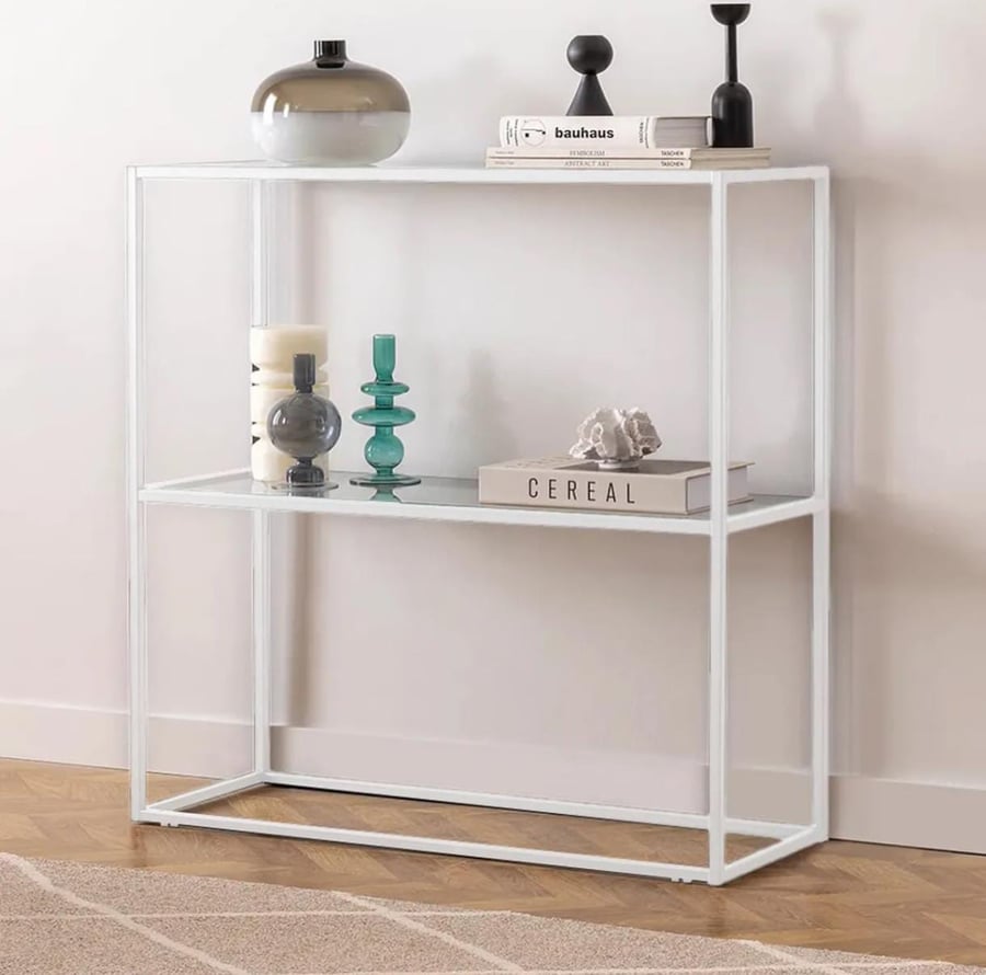 White iron entrance, two floors, length 80 cm