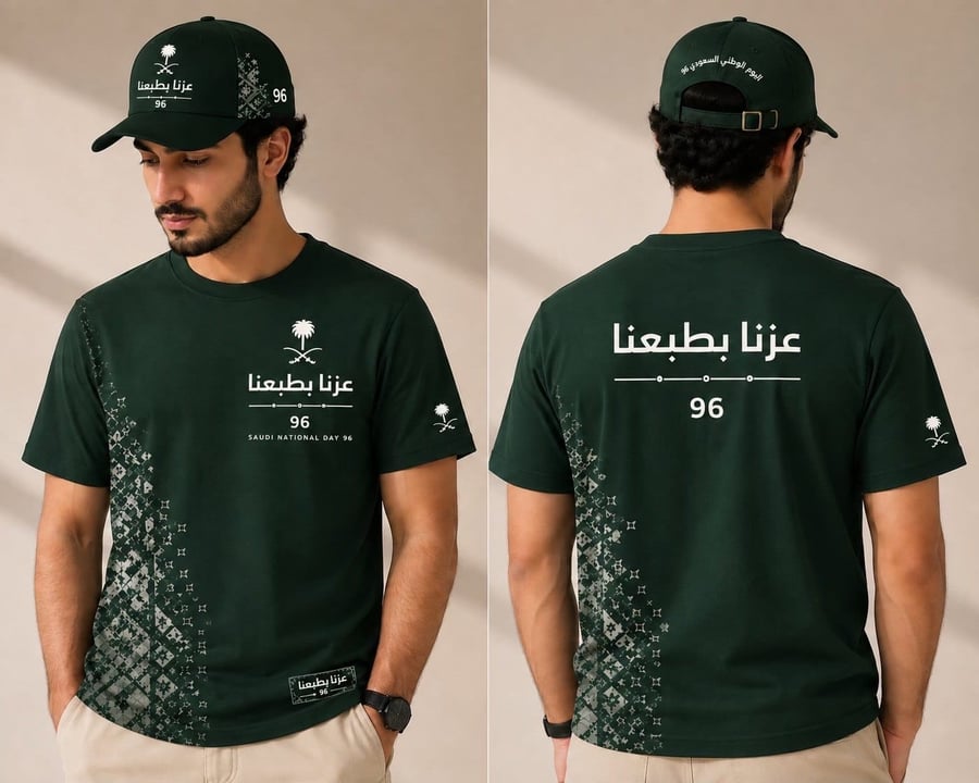 تيشيرت أوفر سايز بيج بخريطة المملكة لليوم الوطني السعودي 96