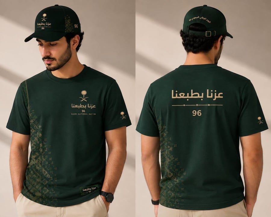 تيشيرت أوفر سايز بيج بخريطة المملكة لليوم الوطني السعودي 96