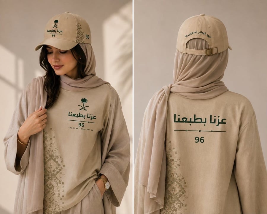 تيشيرت أوفر سايز بيج بخريطة المملكة لليوم الوطني السعودي 96