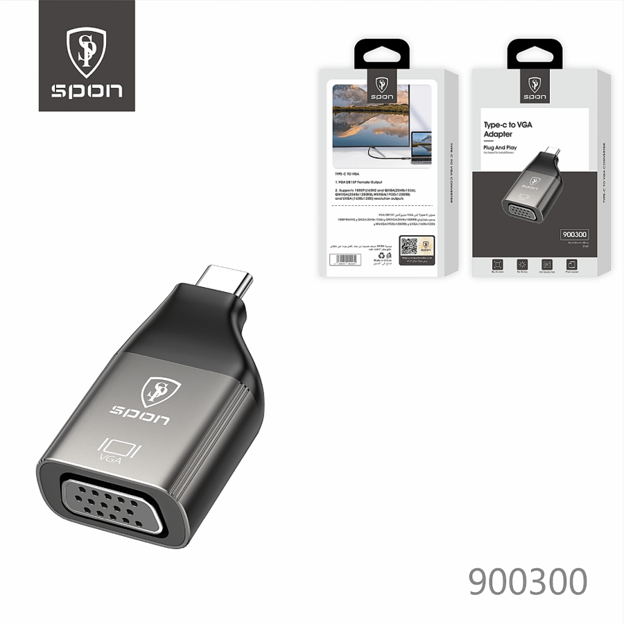 وصلة تحويل Type-C إلى VGA - لعرض الشاشة على الشاشات