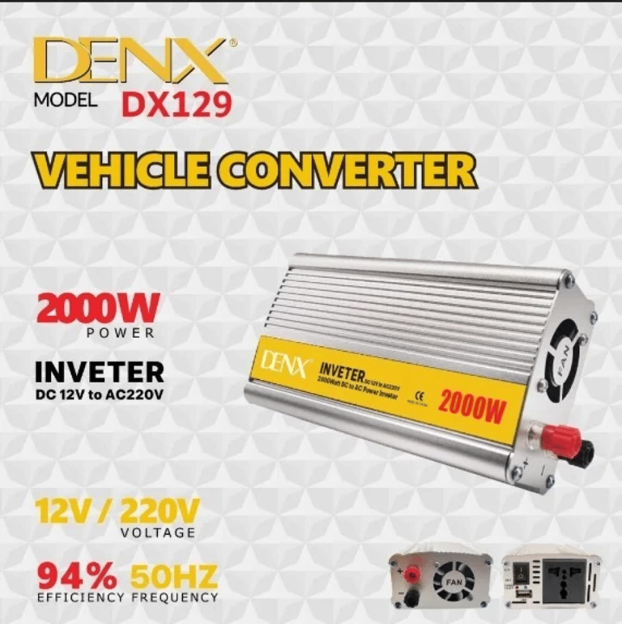 محول كهربائي للسيارة الى 220v بقوة 2000 واط وشاحن للسيارة سريع من دينكس DX129