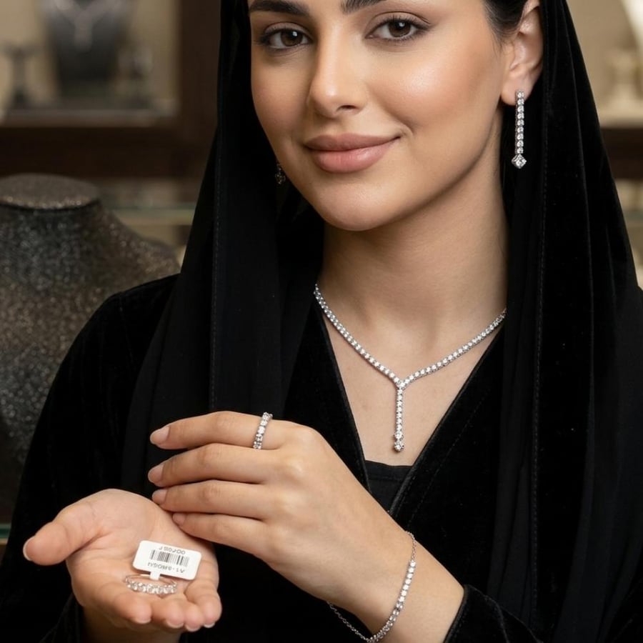 فرع ( سويكت ) طقم شبكة ذهب ابيض عيار 18 الوزن 11.24