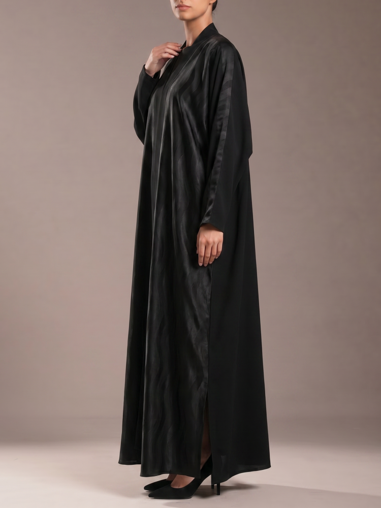 Black bisht abaya set with a matching inner dress