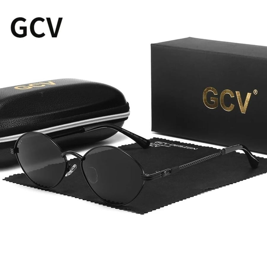 نظارات شمسية GCV بنمط عين القطة – تصميم زيتوني بإطار من سبائك التيتانيوم للرجال والنساء