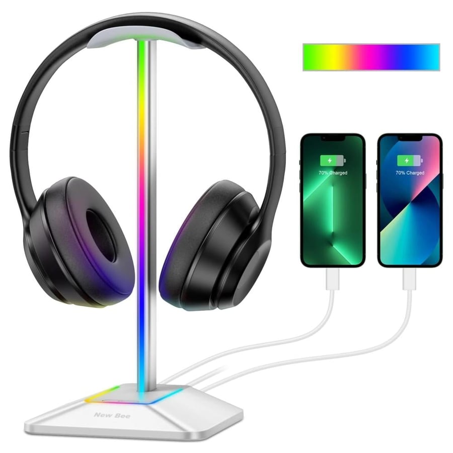 حامل سماعات مكتب سماعة الألعاب مع 2 منافذ USB حامل عرض رائع قاعدة مطاطية غير قابلة للانزلاق للاعبين