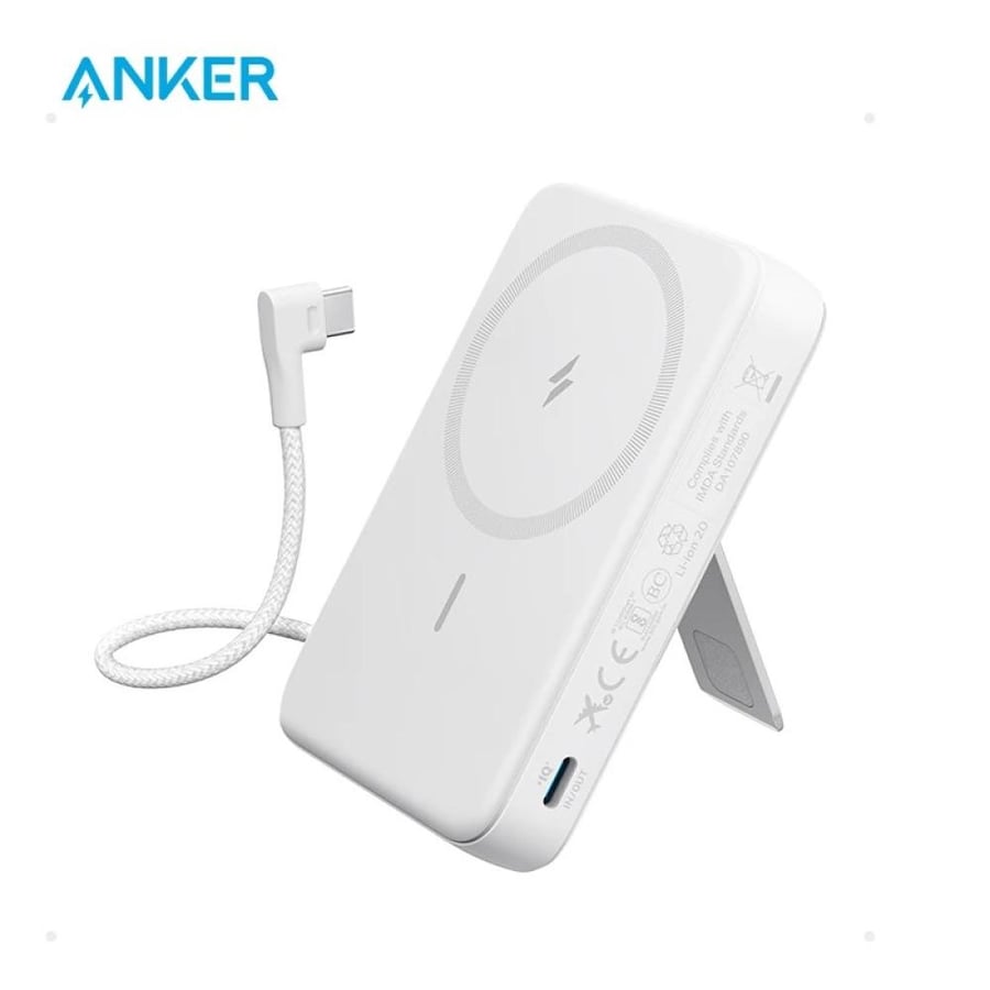 بطارية شاحن متنقل المغناطيسي Anker Zolo، شاحن محمول  لاسلكي بقدرة 10,000 مللي أمبير في الساعة مع شحن سريع بقدرة 30 وات، حزمة بطارية مع USB مدمج