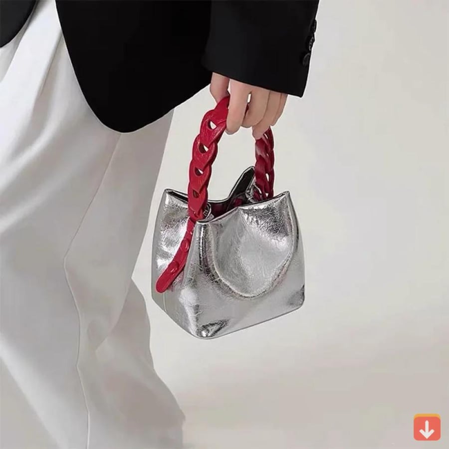 العلامة التجارية الفاخرة مصمم الأدبية عطلة حقيبة شاطئية بولي Material المواد الناعمة الجلود دلو حقيبة الشمع الفضة