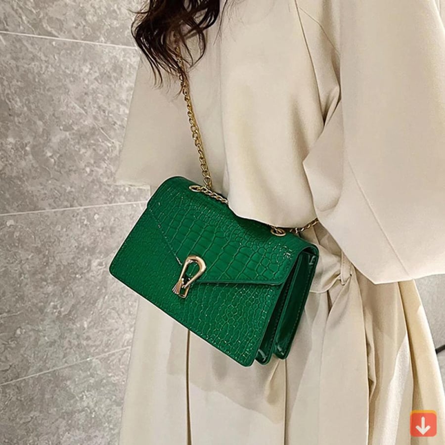 التمساح نمط حقائب كتف للنساء سلاسل الموضة Squre حقيبة محفظة الإناث بولي Leather حقيبة يد جلدية كروس مخلب الهاتف اليومي