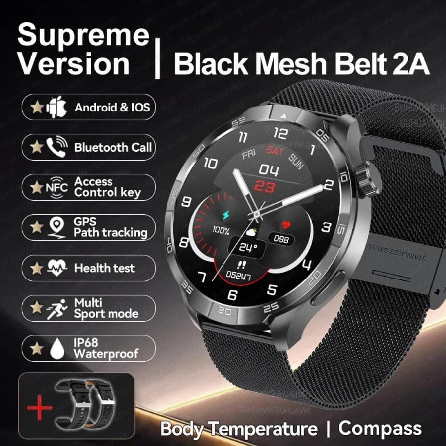 ساعة ذكية  GT5 Pro نظام تحديد المواقع بوصلة رياضية  الرجال 1.85 "AMOLED HD شاشة NFC IP68 مقاوم للماء بلوتوث مع