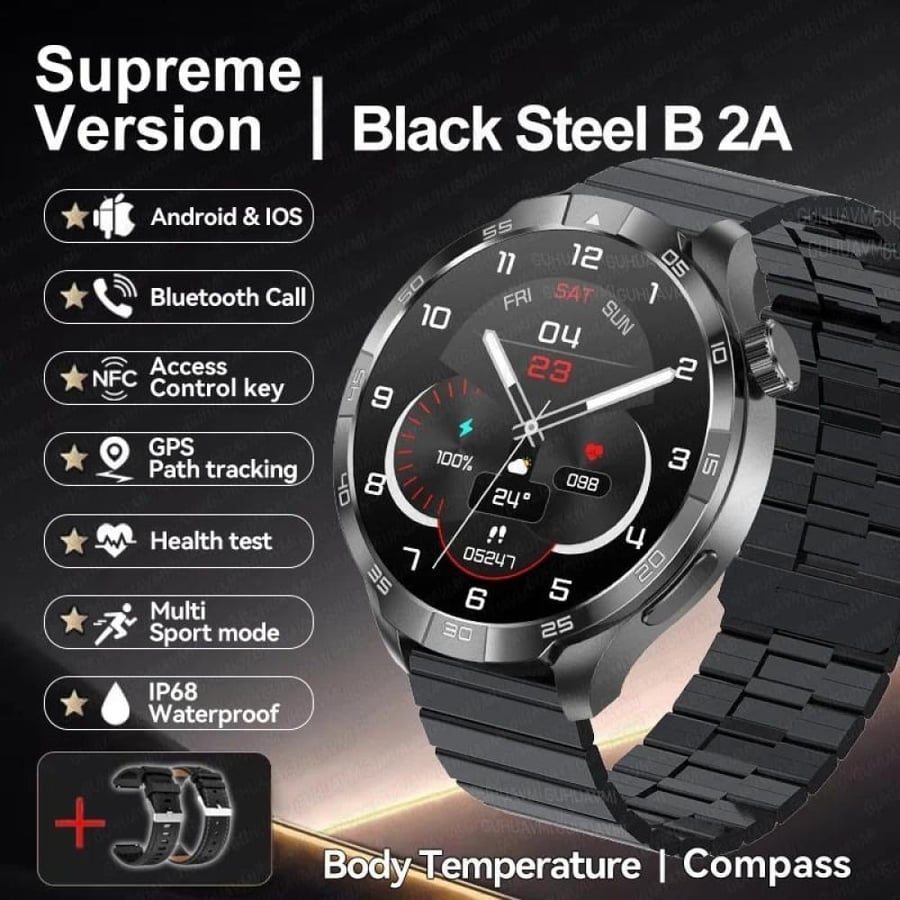 ساعة ذكية  GT5 Pro نظام تحديد المواقع بوصلة رياضية  الرجال 1.85 "AMOLED HD شاشة NFC IP68 مقاوم للماء بلوتوث مع