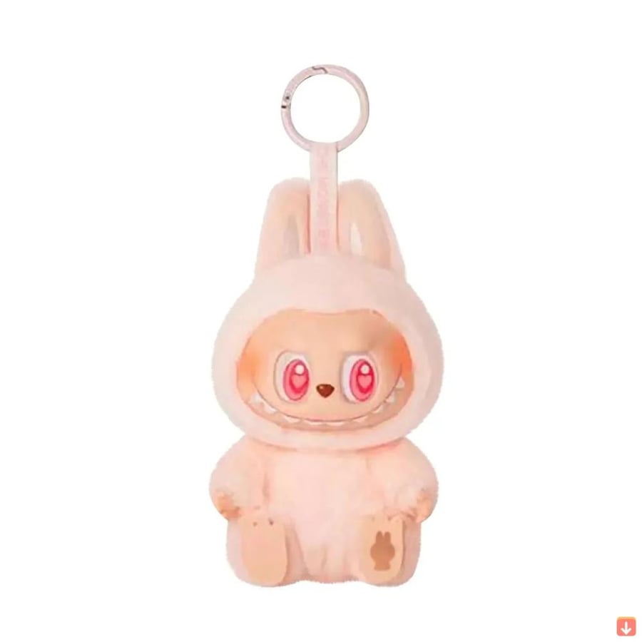 أنيمي الشكل Labubu لديها مقعد سلسلة بولي كلوريد الفينيل قلادة دمية لعبة مجسمة Kawaii الوحش طبق الاصل المفاتيح لعبة هدية عيد ميلاد