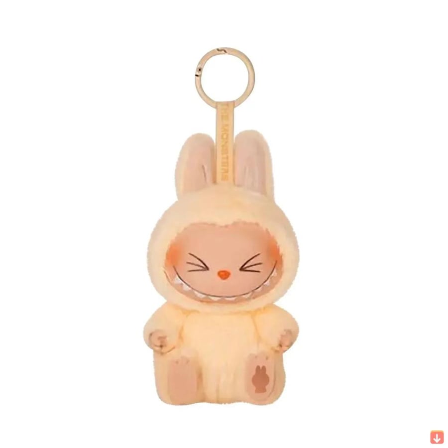 أنيمي الشكل Labubu لديها مقعد سلسلة بولي كلوريد الفينيل قلادة دمية لعبة مجسمة Kawaii الوحش طبق الاصل المفاتيح لعبة هدية عيد ميلاد