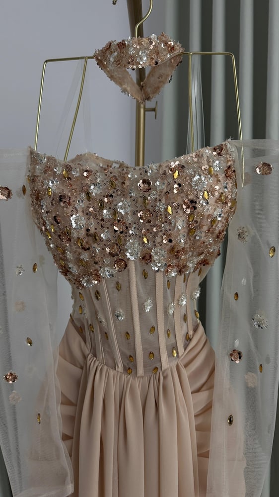 Evening dress chiffon with embroidery hand luxurious