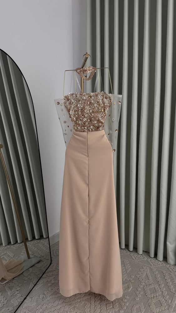 Evening dress chiffon with embroidery hand luxurious