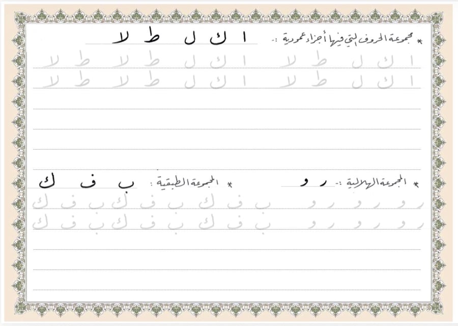 ملف pdf كراسة تعلم خط الرقعة بالقلم العادي