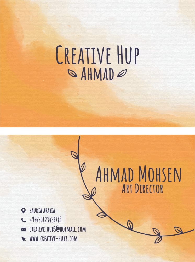 بطاقة عمل مرسومة يدويًا بالألوان المائية