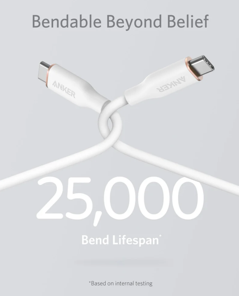 كابل Anker PowerLine Flow من USB-C إلى USB-C، بطول 0.9 متر وقدرة 100 واط