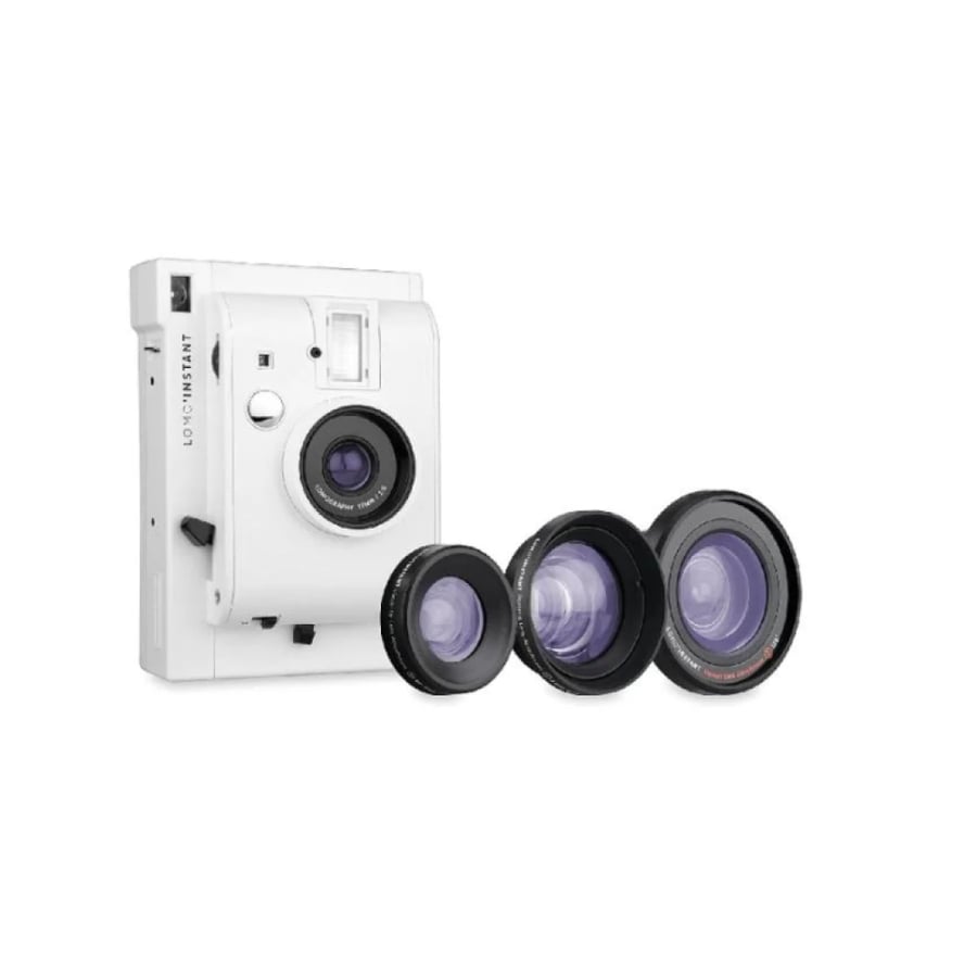 لوموغرافي - كاميرا فورية Lomo’Instant مع 3 عدسات إضافية - أبيض