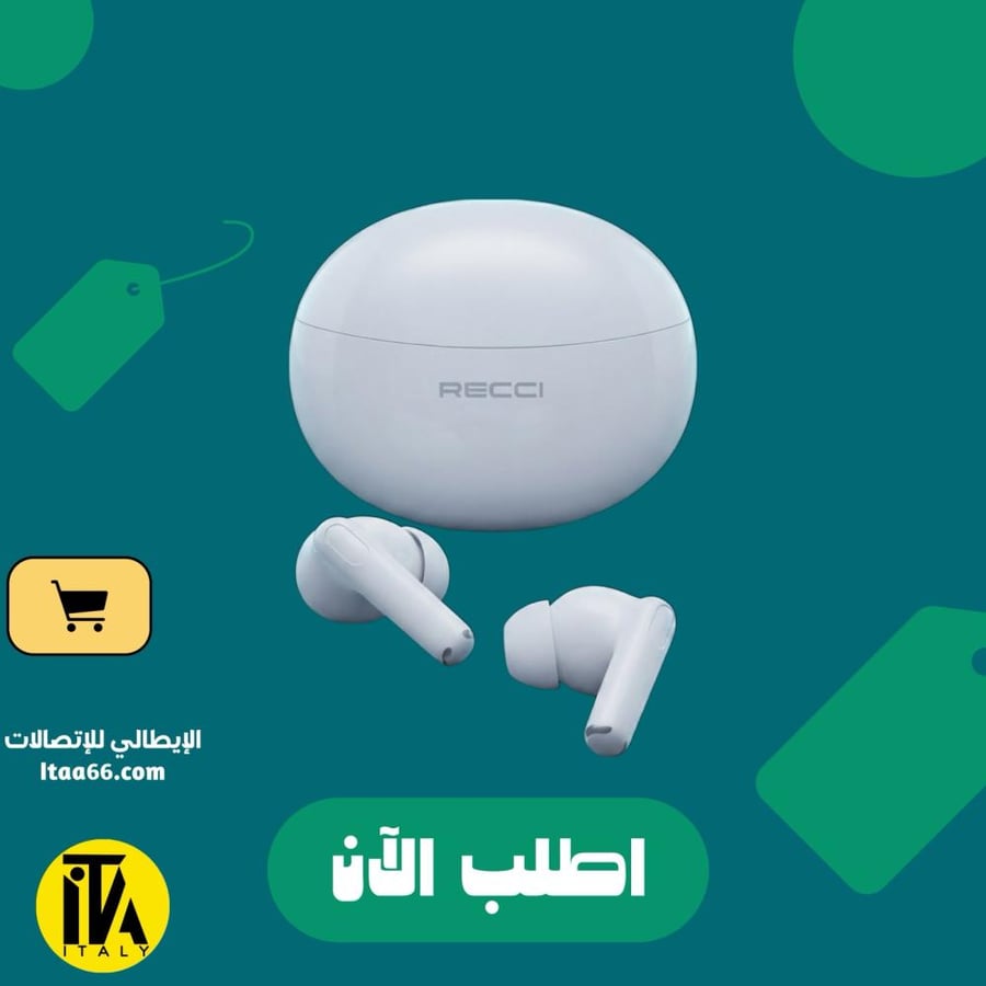 سماعات RECCI TWS بصوت عالي الدقة (Hi-Fi) - الموديل REP-W99 (اللون الأبيض)