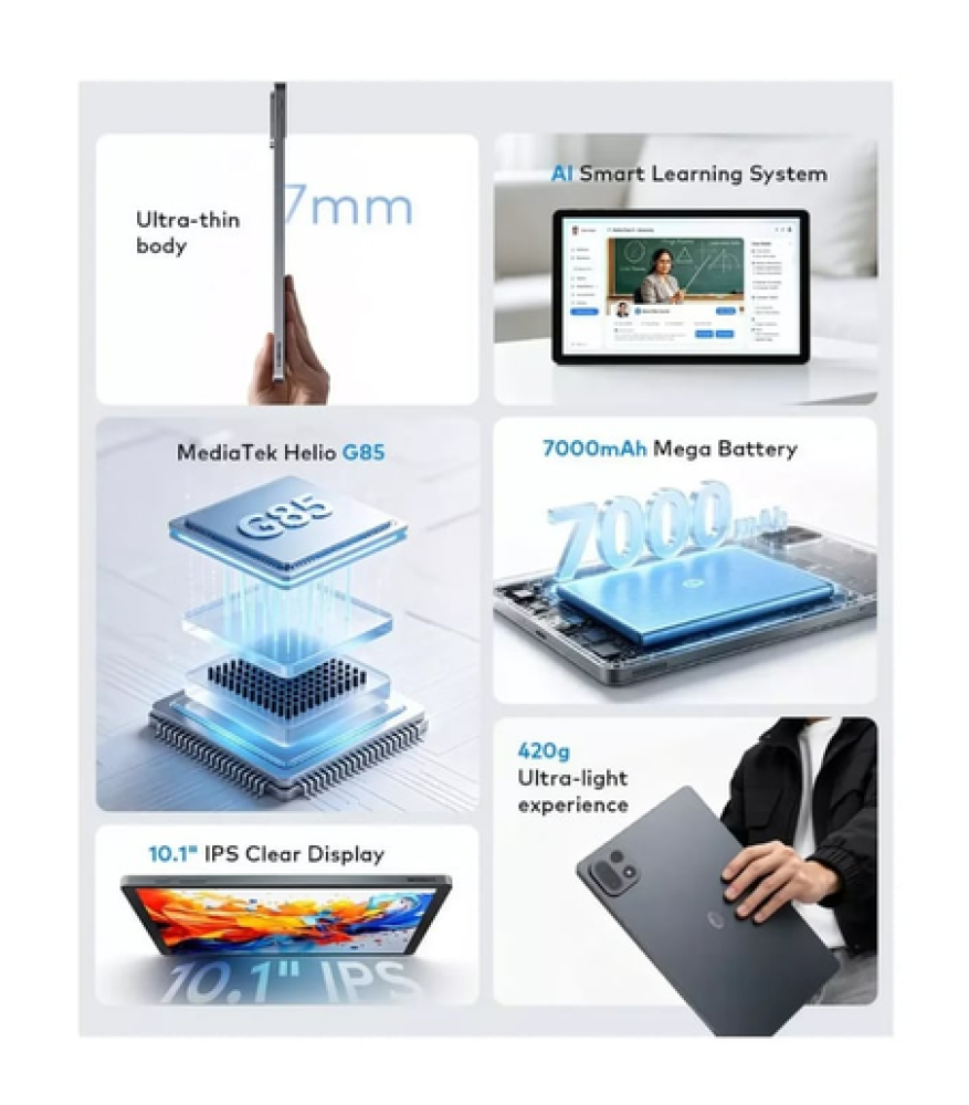تابلت ايتل Vista Tab 12 شاشة 10 إنش 128 جيجا 4 رام 4G رمادي غامق