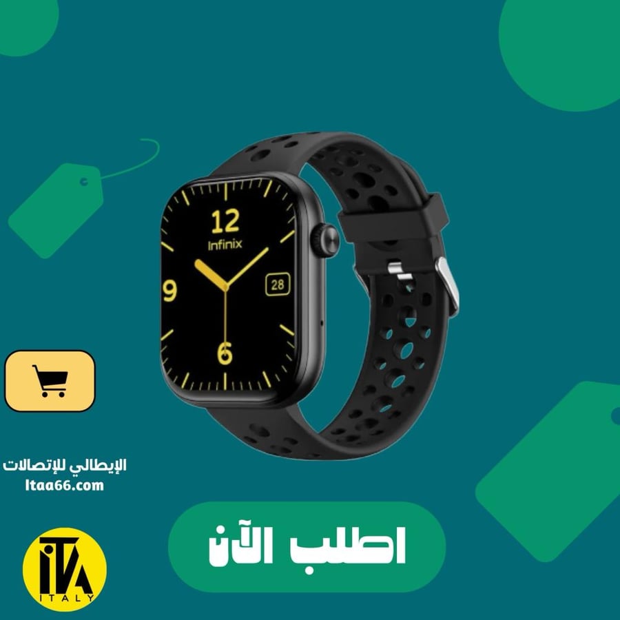 ساعة سمارت انفنيكس XWatch H4 للجنسين، شاشة HD، مقاس 2.04 بوصة، اسود