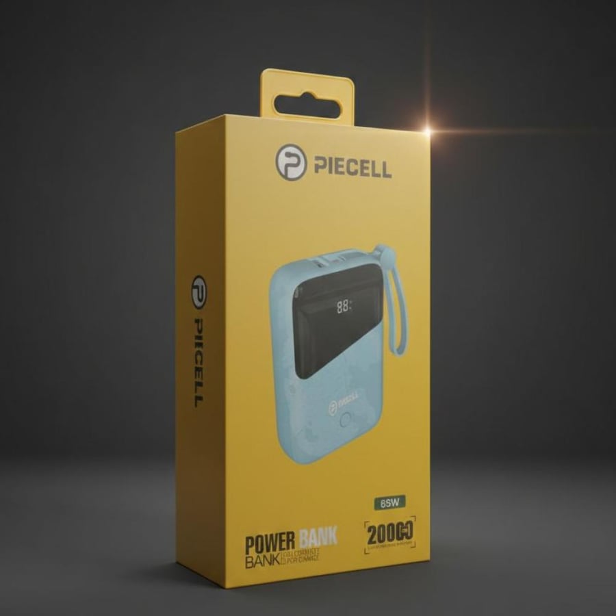PIECELL power bank with a capacity of 20000mAh – 65-watt power in a small size