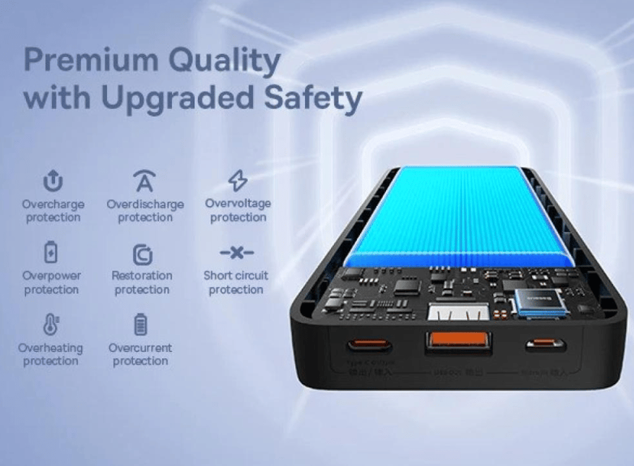 شاحن متنقل (PPAP20K) (Airpow) 20,000mAh ميلي أمبير مع مداخل تايب سي( PD x 1) + يو اس بي (USB-A x 1) من BASEUS