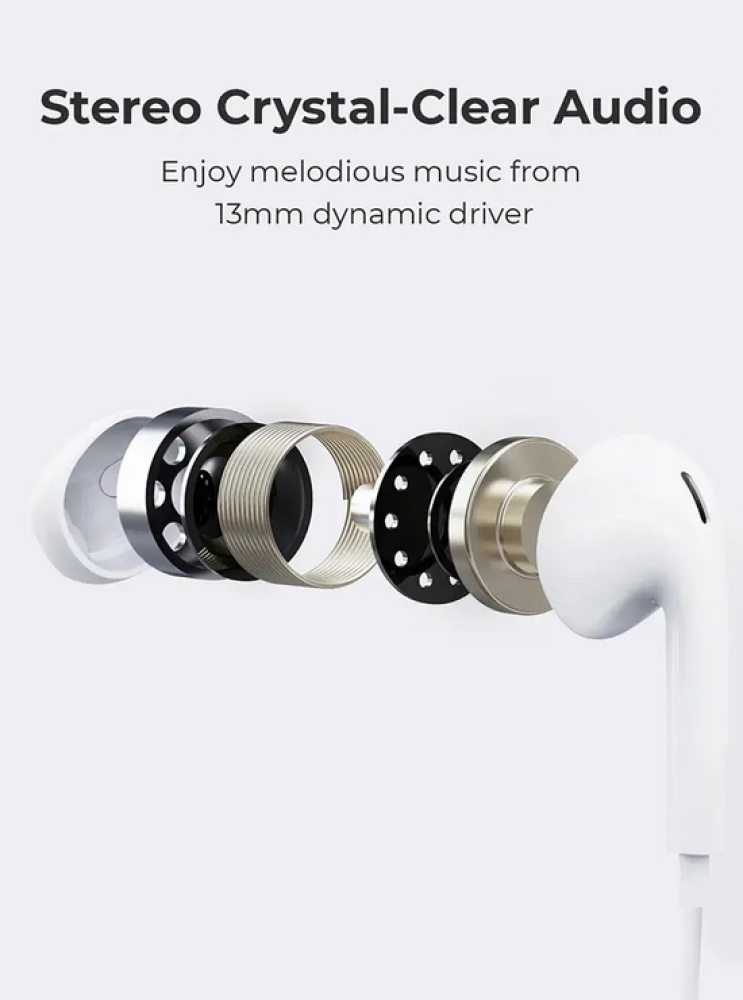 أوكي درب اللعب، سماعات الأذن السلكية، أزرار التحكم، USB-C، اي فون والأندرويد، EP-CC1 الأبيض