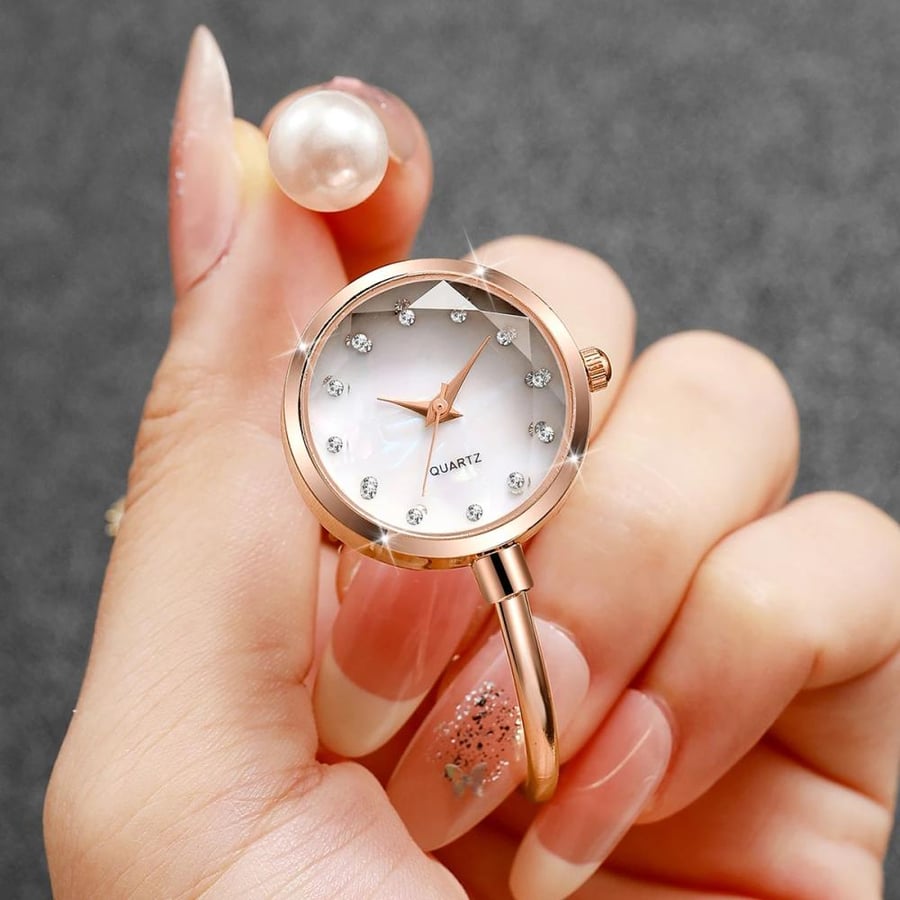 أنيقة اللؤلؤ سوار حزام المرأة كوارتز ساعة اليد موضة الماس الهاتفي ساعة للسيدات ساعة Reloj Mujer الفتيات ساعة هدية