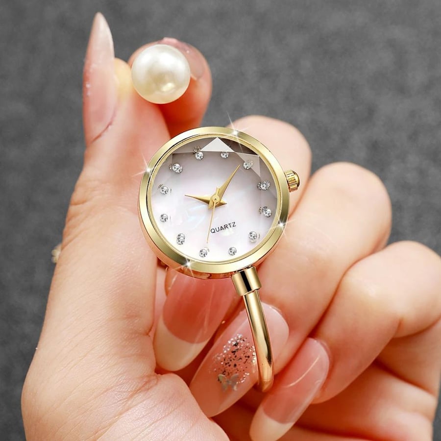 أنيقة اللؤلؤ سوار حزام المرأة كوارتز ساعة اليد موضة الماس الهاتفي ساعة للسيدات ساعة Reloj Mujer الفتيات ساعة هدية