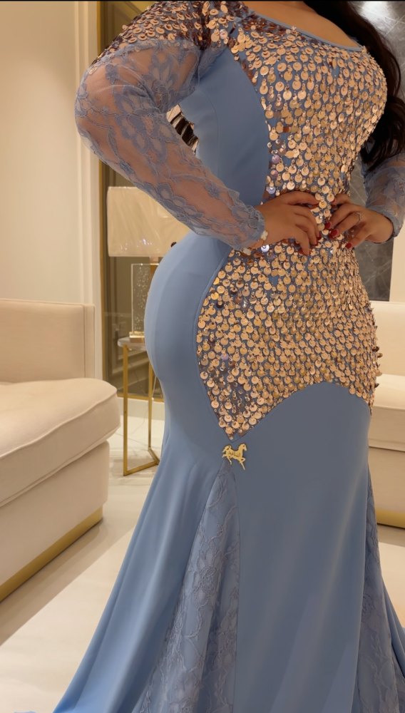 Sky blue stretch crepe dress