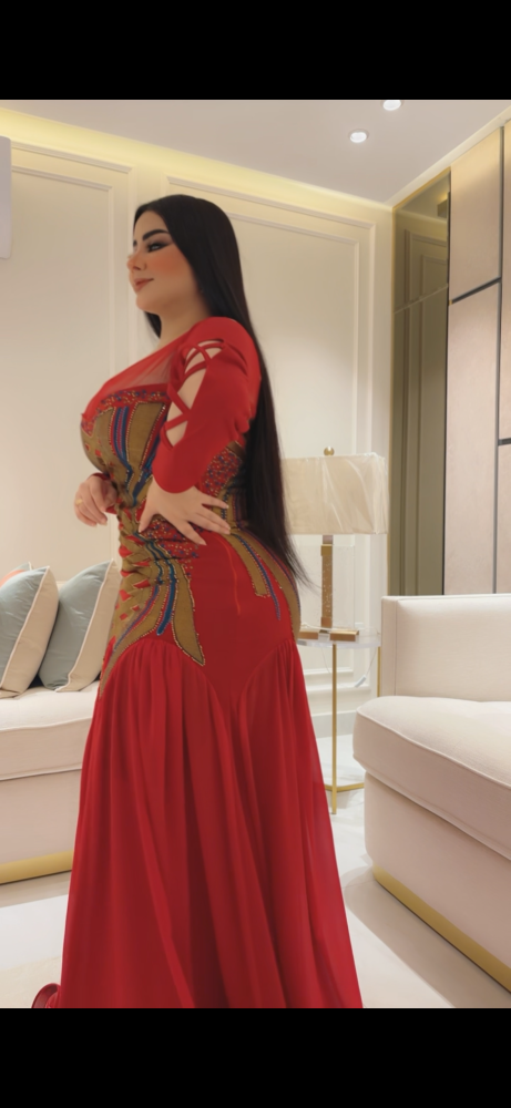 فستان سترتش كريب تطريز