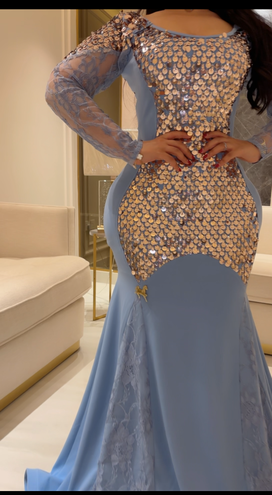 Sky blue stretch crepe dress