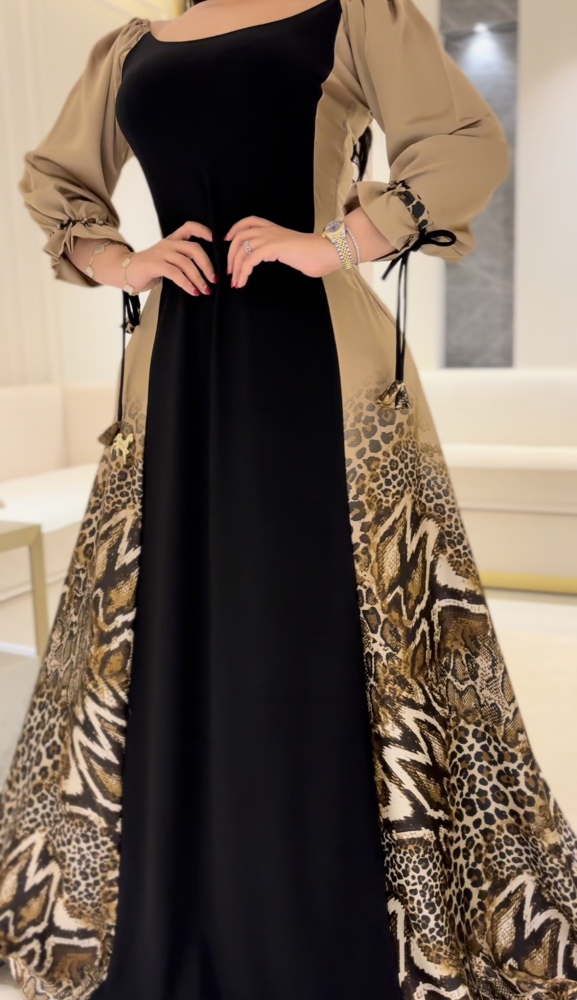 Stretch dress with silk