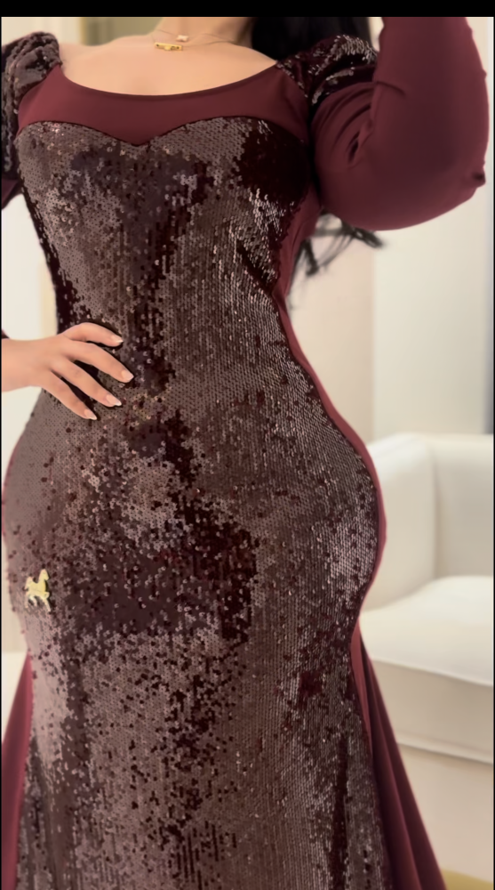 فستان سترتش كريب مع ترتر