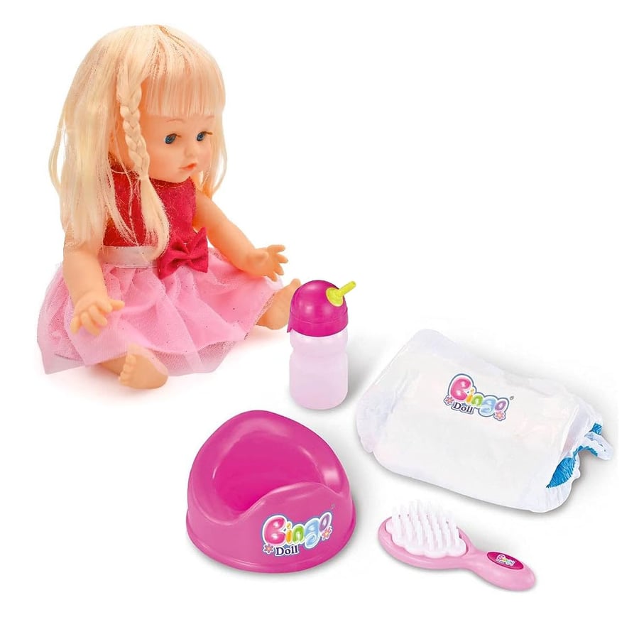 دمية بيبي بنت مع إكسسوارات العناية – Bingo Doll