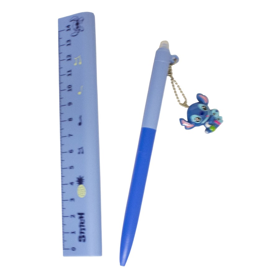 طقم مسطرة وقلم Stitch حبر قابل للمسح