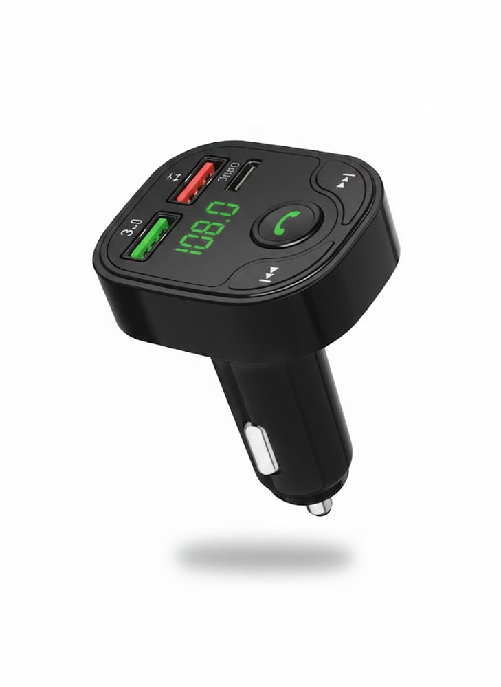 مشغل MP3 للسيارة POWERMAX MX109 - بلوتوث مع شاحن سريع 3.1A وإضاءة LED.