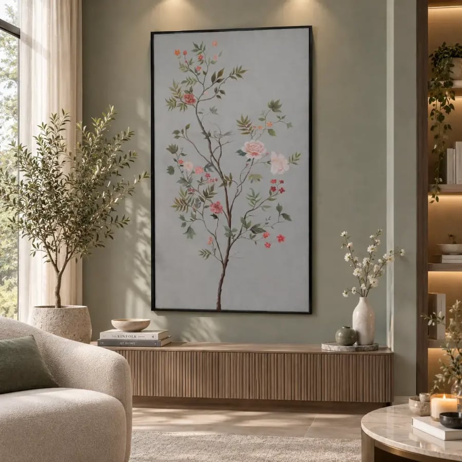 لوحة رسم يدوي غصن وورد