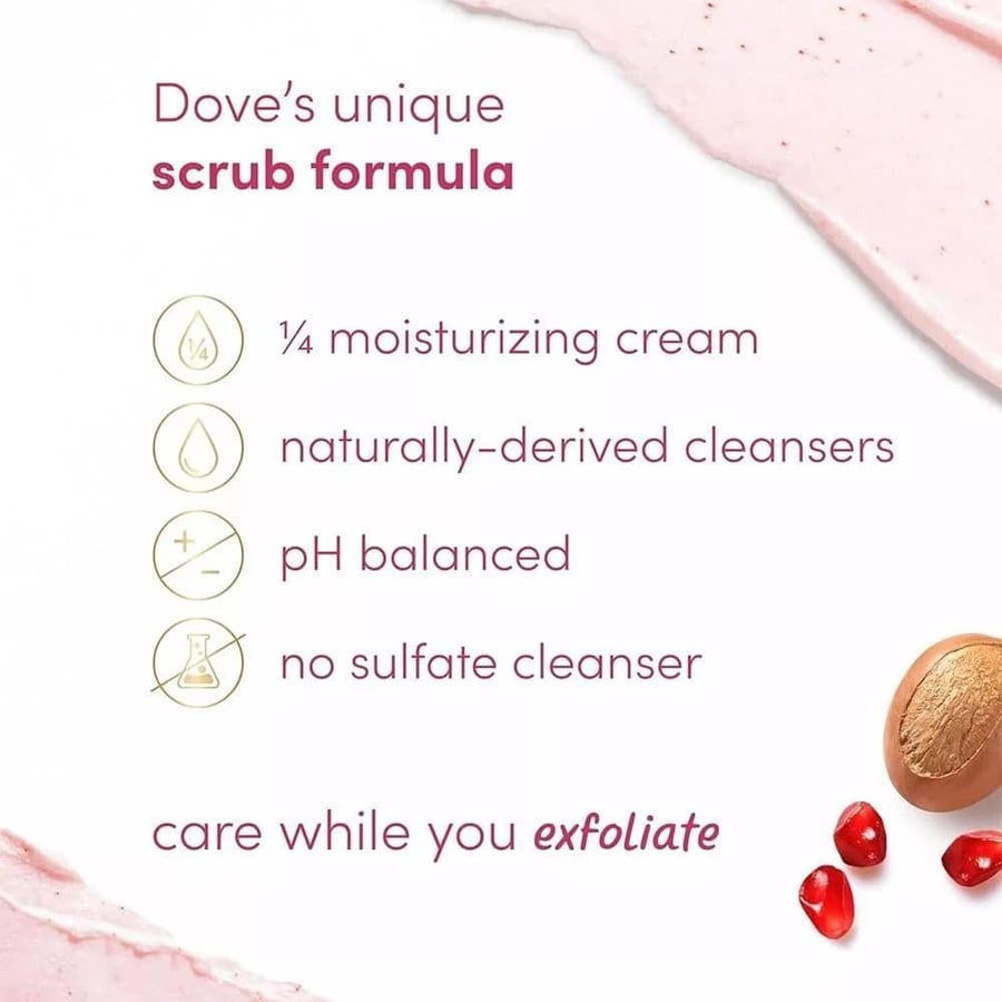 دوف (Dove) مقشر الجسم ببذور الرمان وزبدة الشيا – 298 مل