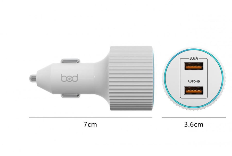 شاحن سيارة منفذين USB سريع 18W ماركة بود bod