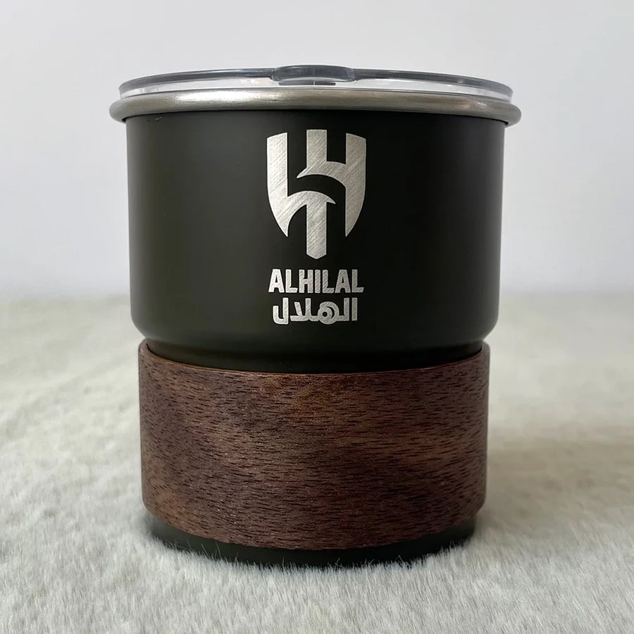 كوب قهوة ستانلس بشعار الهلال السعودي 300 مل
