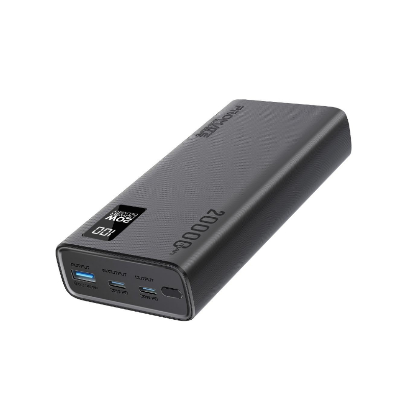 باور بنك Promate 20000mAh 20W - أسود