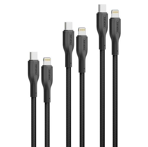 مجموعة 3 كيابل Type-C إلى لايتنينغ - بروميت (Promate)