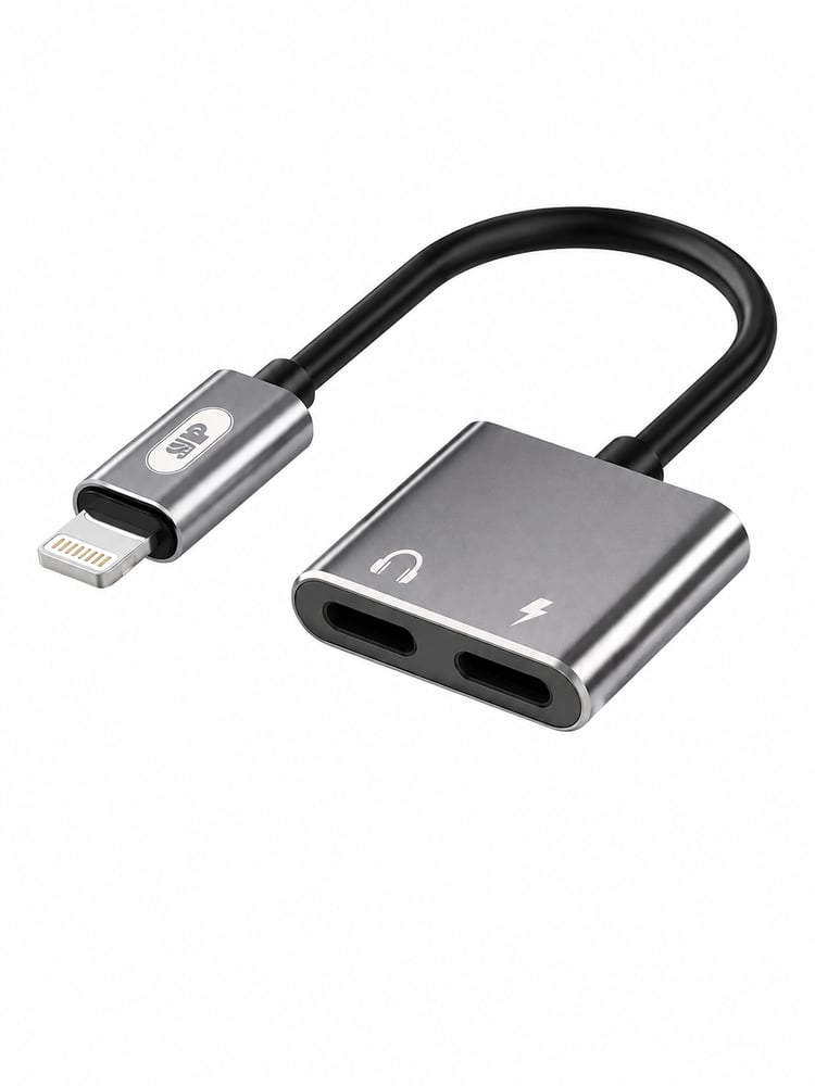 محول وموزع آيفون 2 في 1 لايتنينج لشحن وجاك سماعة من إس إن بي - موديل 900284 (Isnup 2in1 Lightning Splitter)