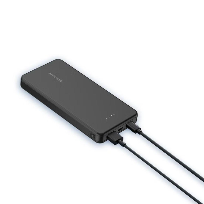 باور بنك 10000mAh بقدرة 15W بثلاث منافذ - راف باور (RAVPower) - أسود