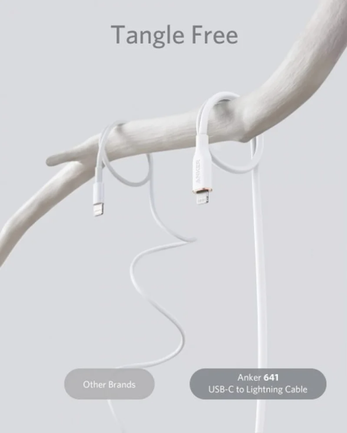 كيبل PowerLine Flow Type-C إلى لايتنينغ 1.8 متر أبيض - انكر (Anker)